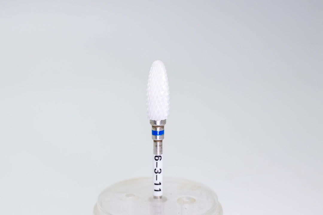 Ceramic drill bit 6-3-11 Medium, size 6x15mm, 3/32"  |  for Acrylic Gel Nails  |  E-file Manicure