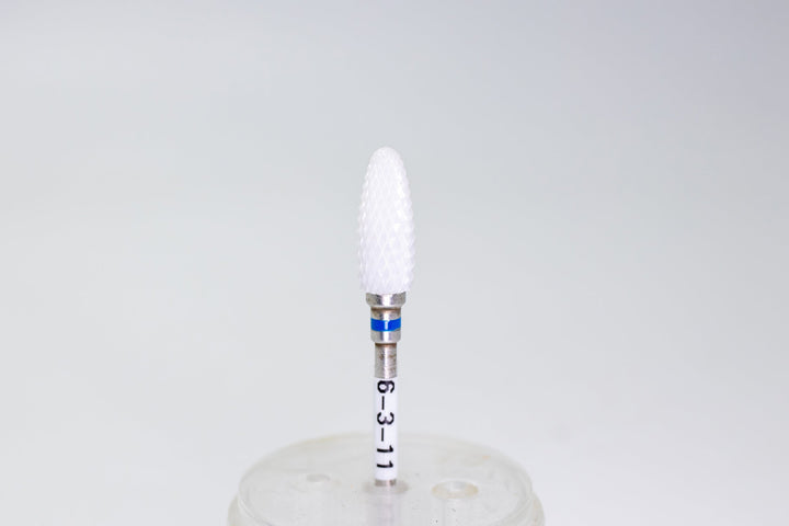 Ceramic drill bit 6-3-11 Medium, size 6x15mm, 3/32"  |  for Acrylic Gel Nails  |  E-file Manicure