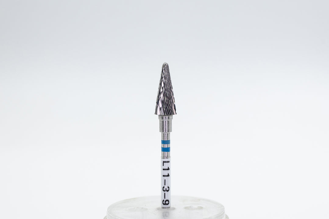 Left-Handed Tungsten Carbide Nail Drill Bit L11-3-9 – Rounded Cone Medium ; head size 6x14mm