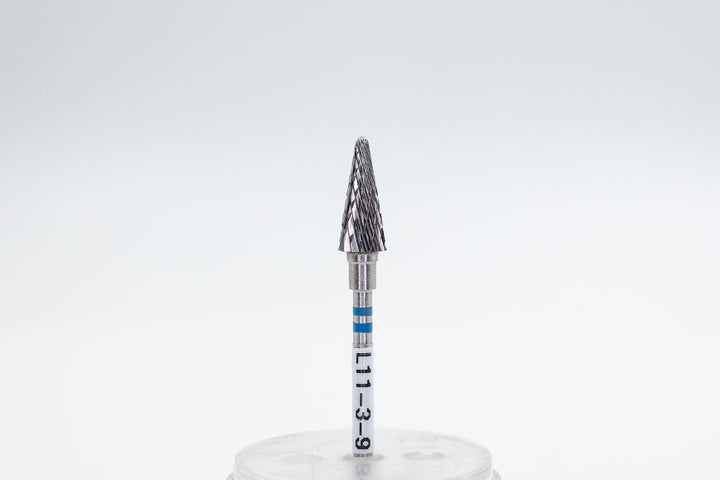 Left-Handed Tungsten Carbide Nail Drill Bit L11-3-9 – Rounded Cone Medium ; head size 6x14mm