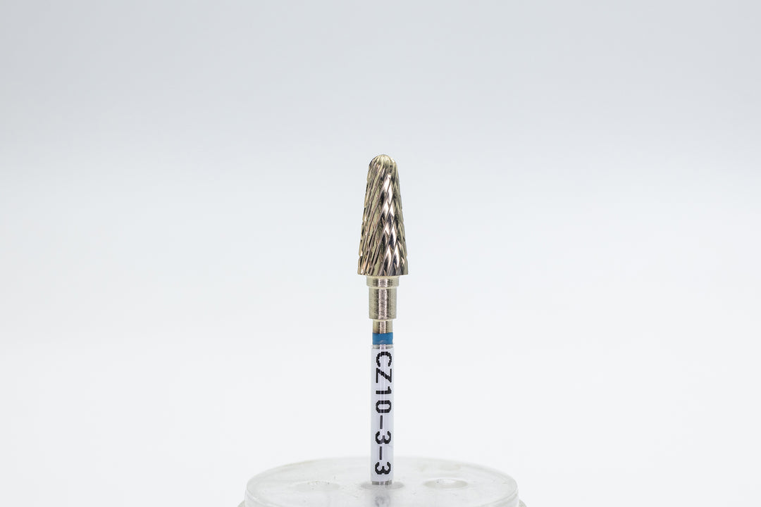 ZrN Coated Tungsten Carbide Nail Drill Bit CZ10-3-3 – Rounded Cone 6×14 mm | Medium | 3/32" Shank