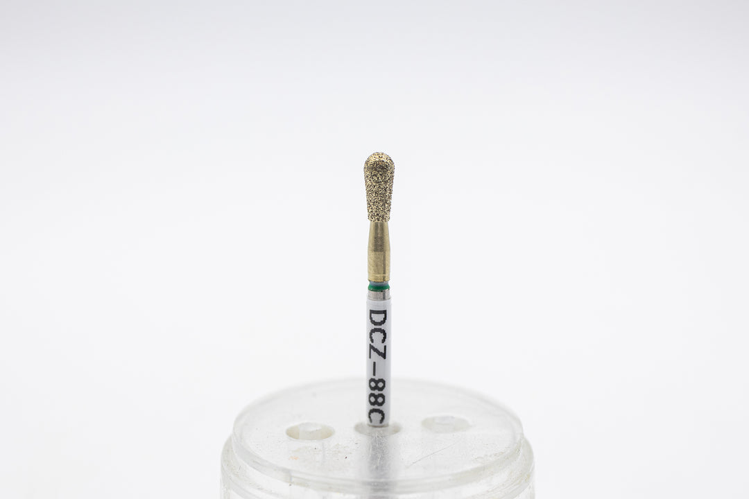 Coated Diamond Nail Drill Bit DCZ-88, shape pear, head size 3.1x7 mm