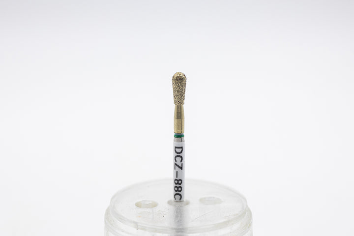 Coated Diamond Nail Drill Bit DCZ-88, shape pear, head size 3.1x7 mm