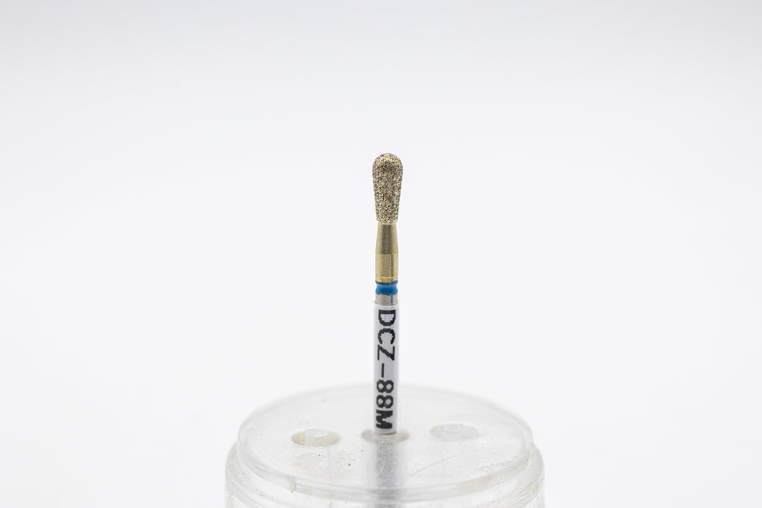 Coated Diamond Nail Drill Bit DCZ-88, shape pear, head size 3.1x7 mm