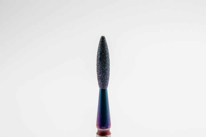 Coated Diamond Nail Drill Bits DCK-124, Flame shape with a rounded tip, head size 2.1x8.5 mm