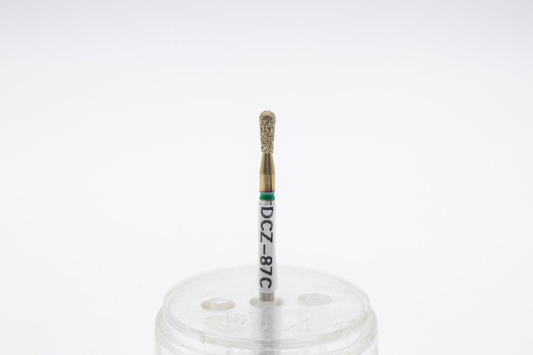 Coated Diamond Nail Drill Bit DCZ-87, shape pear, head size 2.3x6 mm