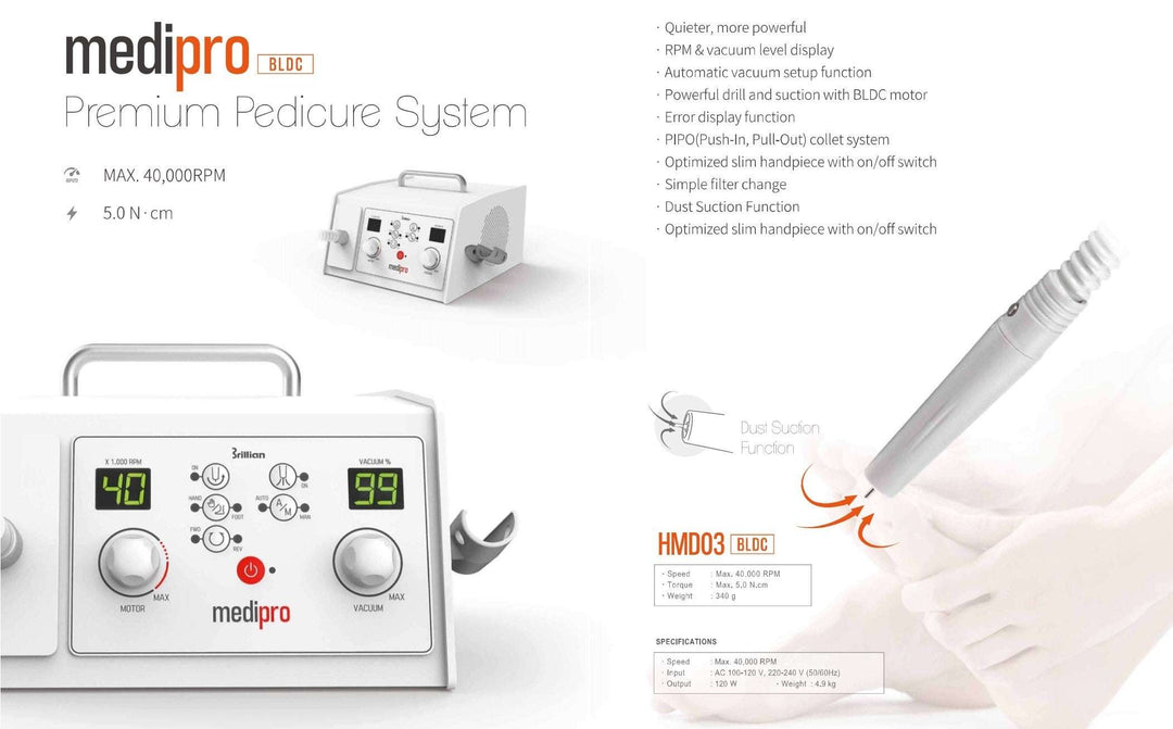 Saeshin HMD03 40K vacuum brushless handpiece for MEDI-Pro (MediPro) Podiatry Nail Drill Original