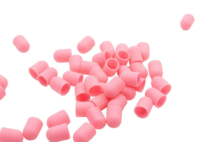 Pink Plastic Base Sanding Caps, size 10×15 mm — 60 pieces