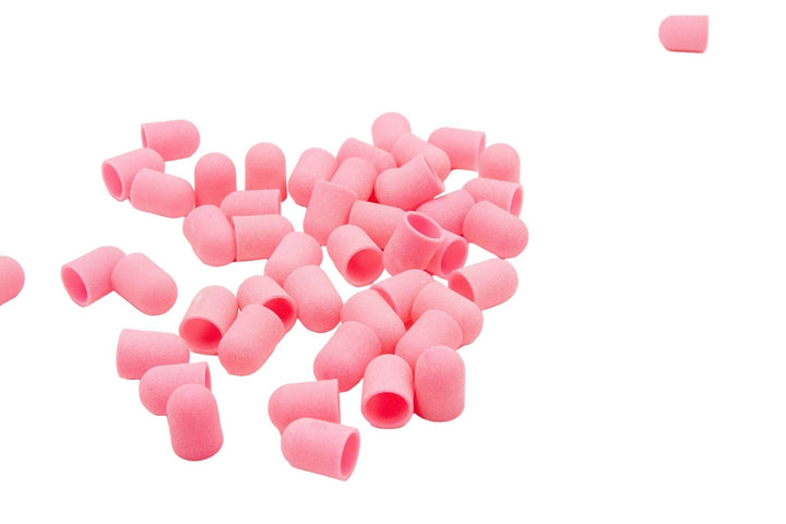 Pink Plastic Base Sanding Caps, size 10×15 mm — 60 pieces