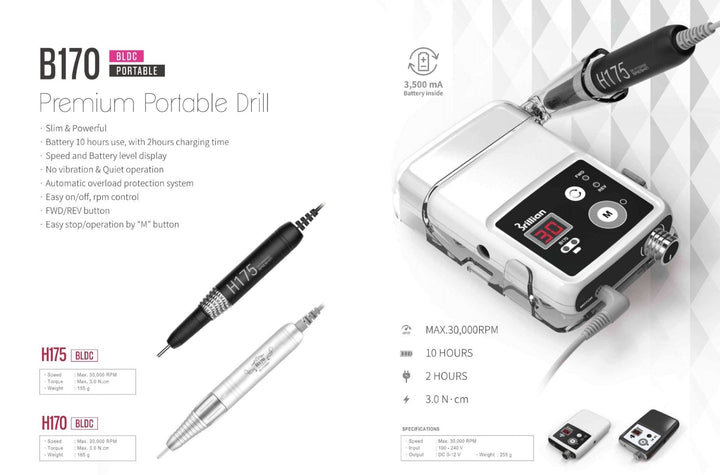 Saeshin H175 Brushless Handpiece compatible with B170 Premium Portable Nail drill - Saeshin - U - tools