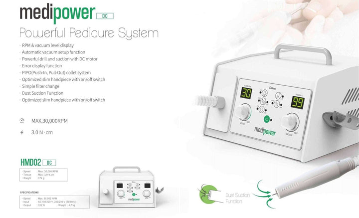 Saeshin HMD02 30K vacuum brushed handpiece for MEDI-POWER (MediPower) Podology Nail Drill