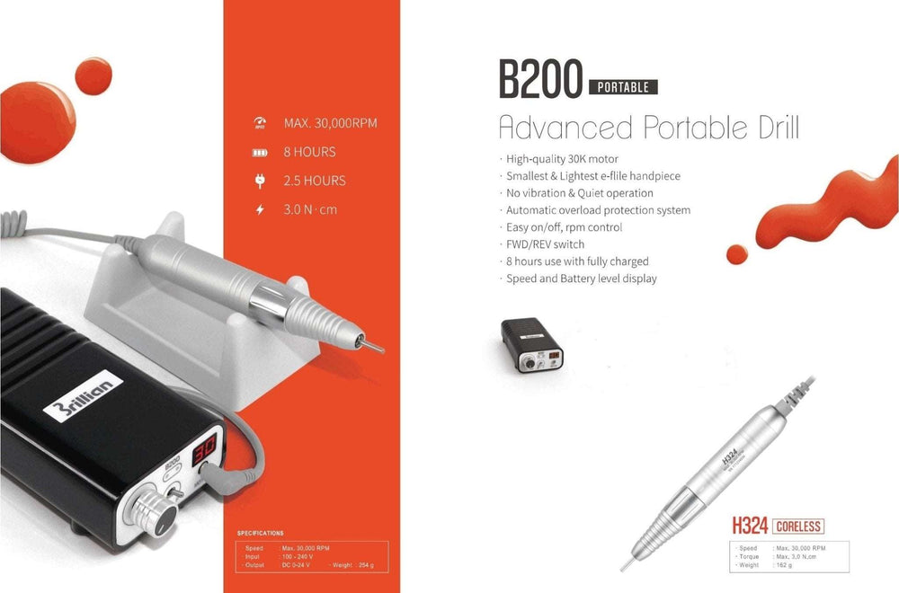 Saeshin Strong B200 Advanced Portable E-file with H324 Coreless Handpiece | U-tools