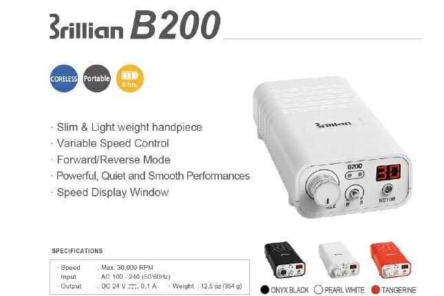 Saeshin Strong B200 Advanced Portable White E - file with H324 Coreless Handpiece - Saeshin - U - tools