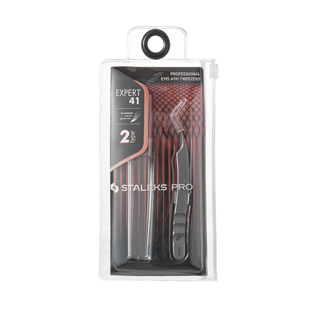 Staleks Professional Eyelash Tweezers EXPERT 41 TYPE 2  (L-shaped,40')