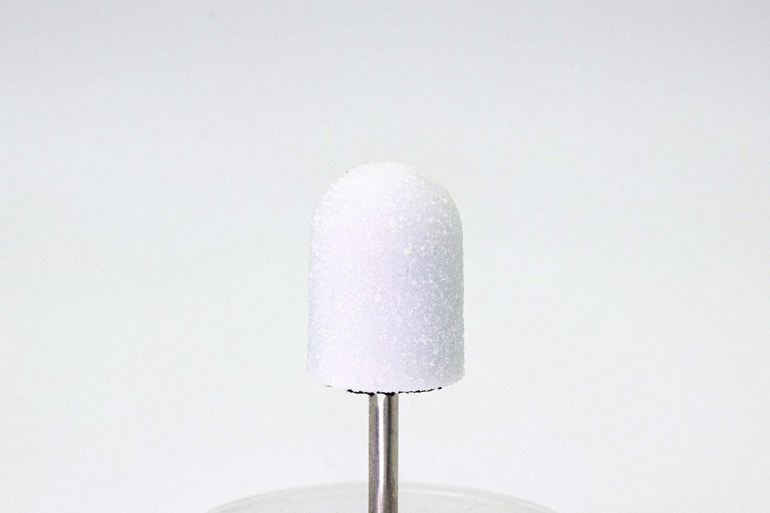 White Plastic Sanding Caps with Base + Mandrel, 10×15 mm — 10 pcs