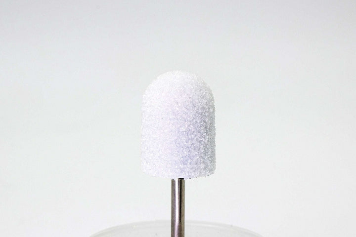 White Plastic Sanding Caps with Base + Mandrel, 10×15 mm — 10 pcs